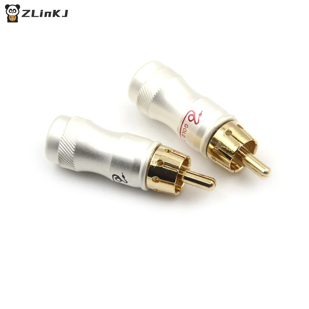 ▶4Pcs Goldplated Male Plug HIFI Audio Cable Audio Video Connector Adapter Zpaxo