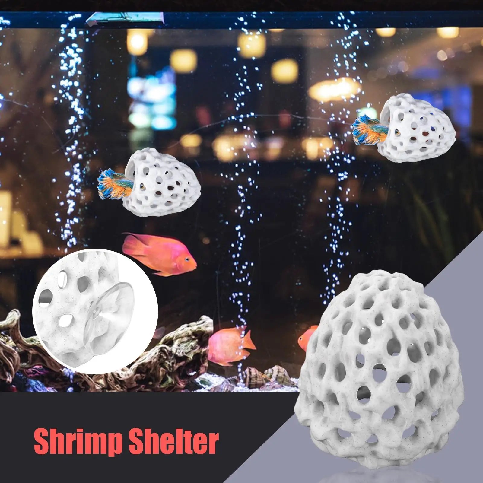 Porous Shrimp Hide Cave Aquarium Natural Safe Fish Hiding Spot