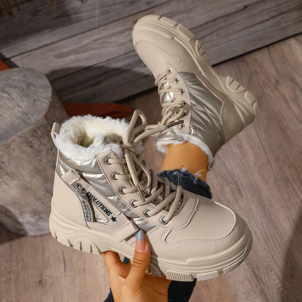 2025 New Women Ankle Boots Warm Height Increased Snow Boots High Top Platform Cotton Sports Shoes Fashion Waterproof Boots Women Zpaxo