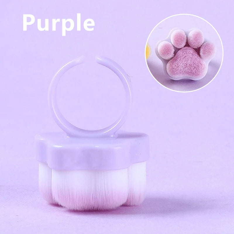 New Cat's Paw Manicure Dust Clean Brush Finger Ring Duster Blush Powder Brushes Soft Hair Nail Polish Powder Dusting Tools Zpaxo Purple