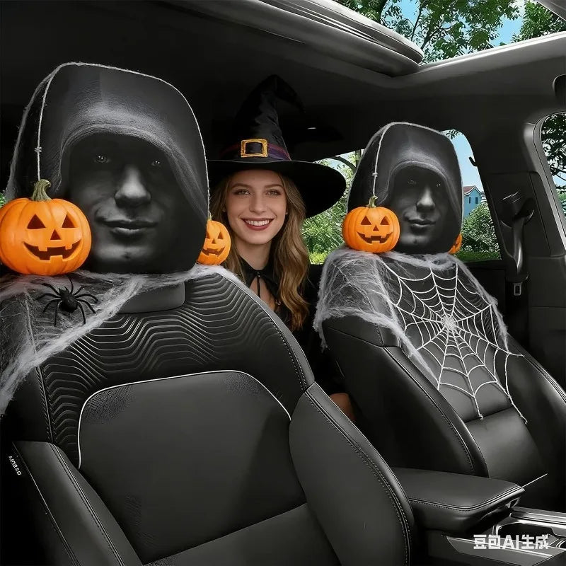 Halloween Horror Car Headrest Covers – 2-Pack Universal Fit