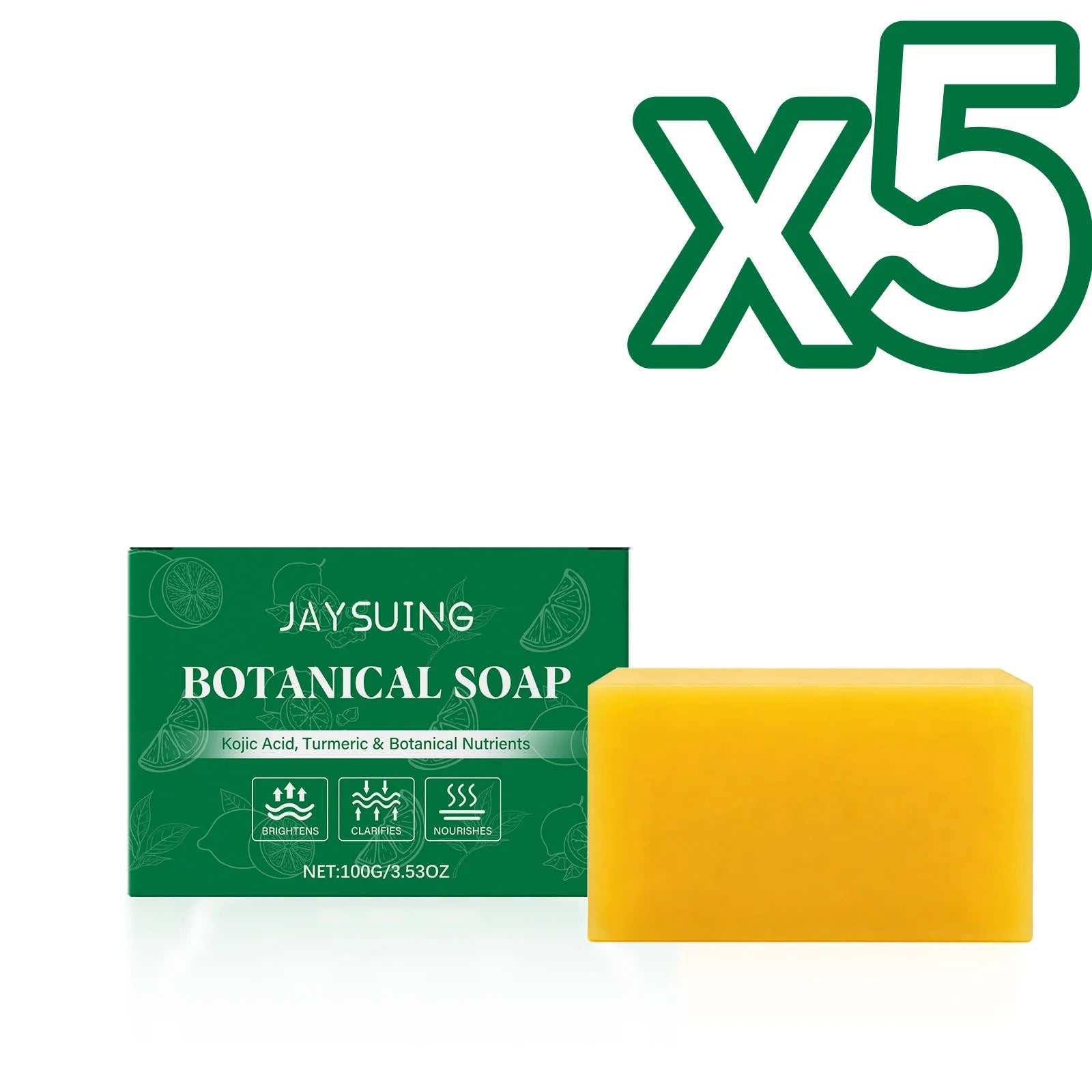 Jaysuing Turmeric Botanical Soap – Cleanse, Moisturize & Exfoliate Botanical Bar Soap Zpaxo 100g Boxed X 5PCS