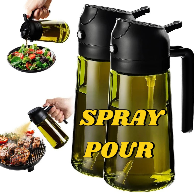 Olive Oil Dispenser Plastic Bottle for Kitchen Gadgets Air Fryer Accessories Olive Oil Sprayer Cooking Light-Blocking Dark Green Zpaxo 2PCS-BLACK