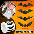 500Pcs/roll Laser Black Bat Waterproof Glitter Self-Adhesive Decals Halloween Bat Stickers For Party Scrap DIY Accessories Zpaxo A