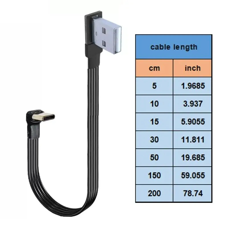 652F USB to Type C Cable 90 Degree USB Fast Data Charging Cable for PC Zpaxo