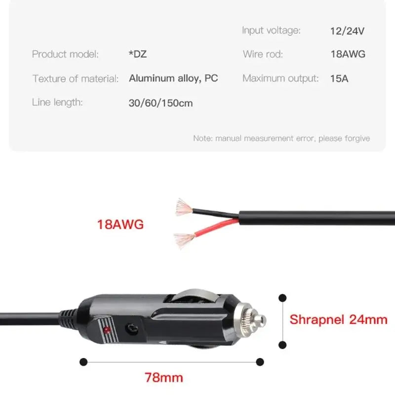 652F Professional Male Plug Cigarette Outlet Replacement Cigarette Plug for Car Inverter Tire Inflator Zpaxo