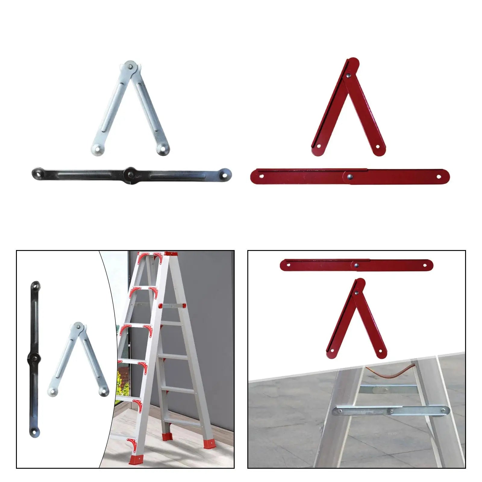 2x Ladder Leveler Accessories Attachment Metal Bracket Fixed Support Folding Step Ladder Hinge Herringbone Ladder Rod Zpaxo