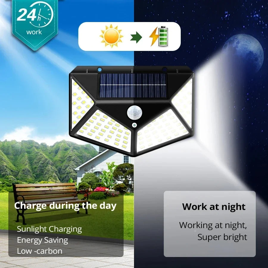 ESMARTER 100 LED Solar Motion Sensor Outdoor Wall Light IP65