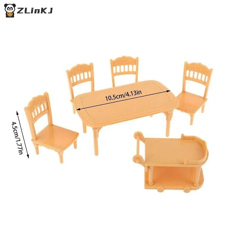 1 12 Dollhouse Miniature Plastic Food Cart Table Chair Model Zpaxo