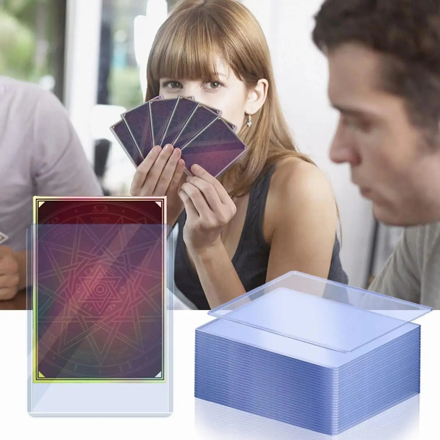 1- 35PT Trading Card Holder Transparent Protective Hard Plastic