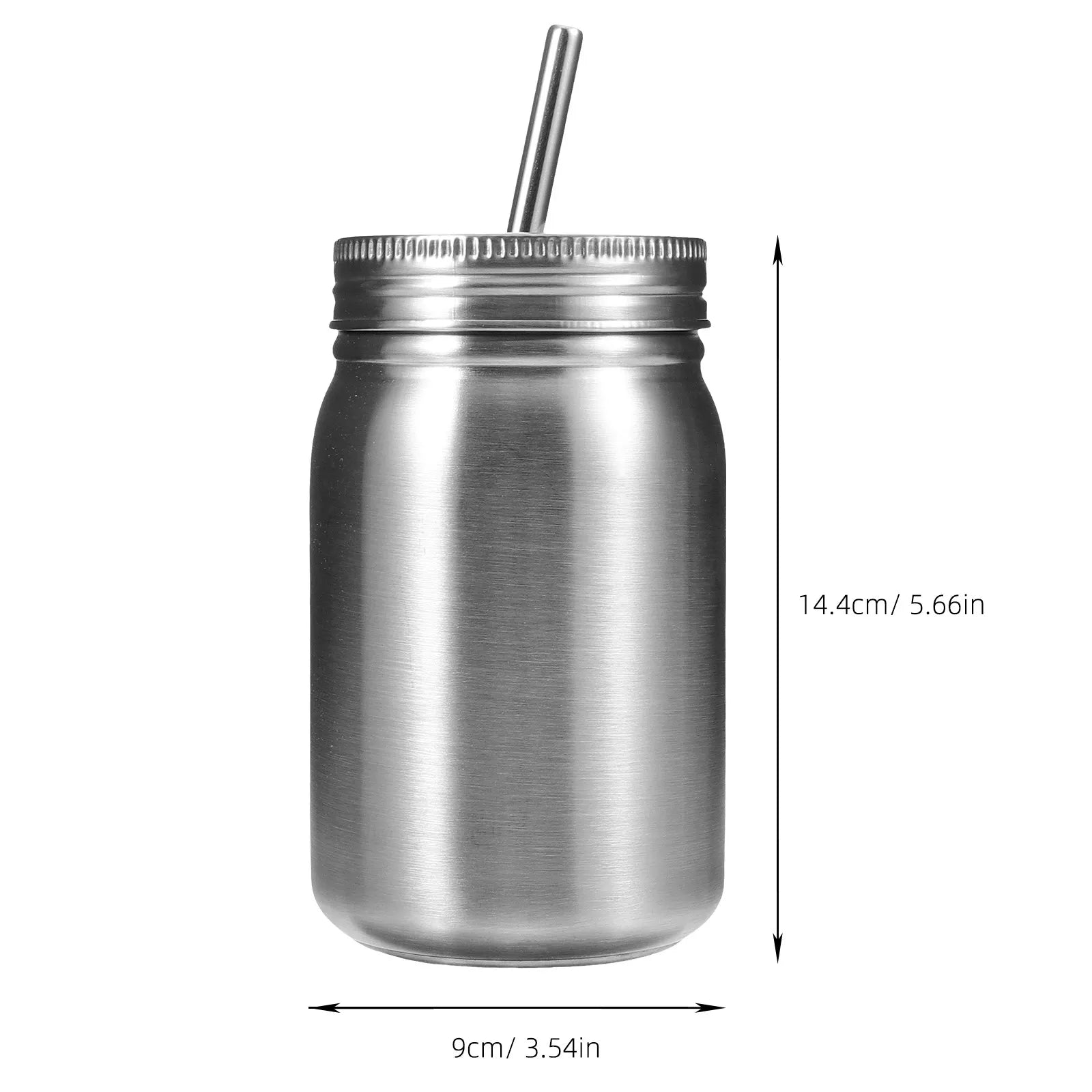 Stainless Steel Mason Jars Multi-functional Rustproof Cups Lid Straw