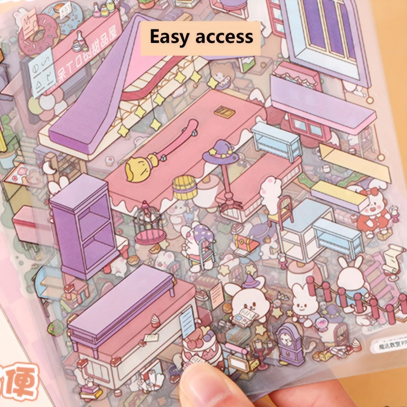 18 PCS 3D Mini Book Scene Stickers, Teahouse, Pet Shop, Hot Pot Shop, Izakaya, Bakery, Creative Stackable Cottage Designs Zpaxo