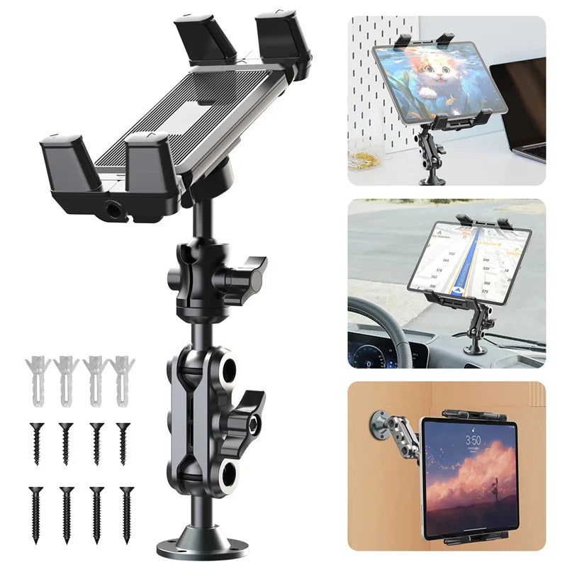 Heavy Duty Drill Base Aluminum Car Tablet & Phone Mount 360°
