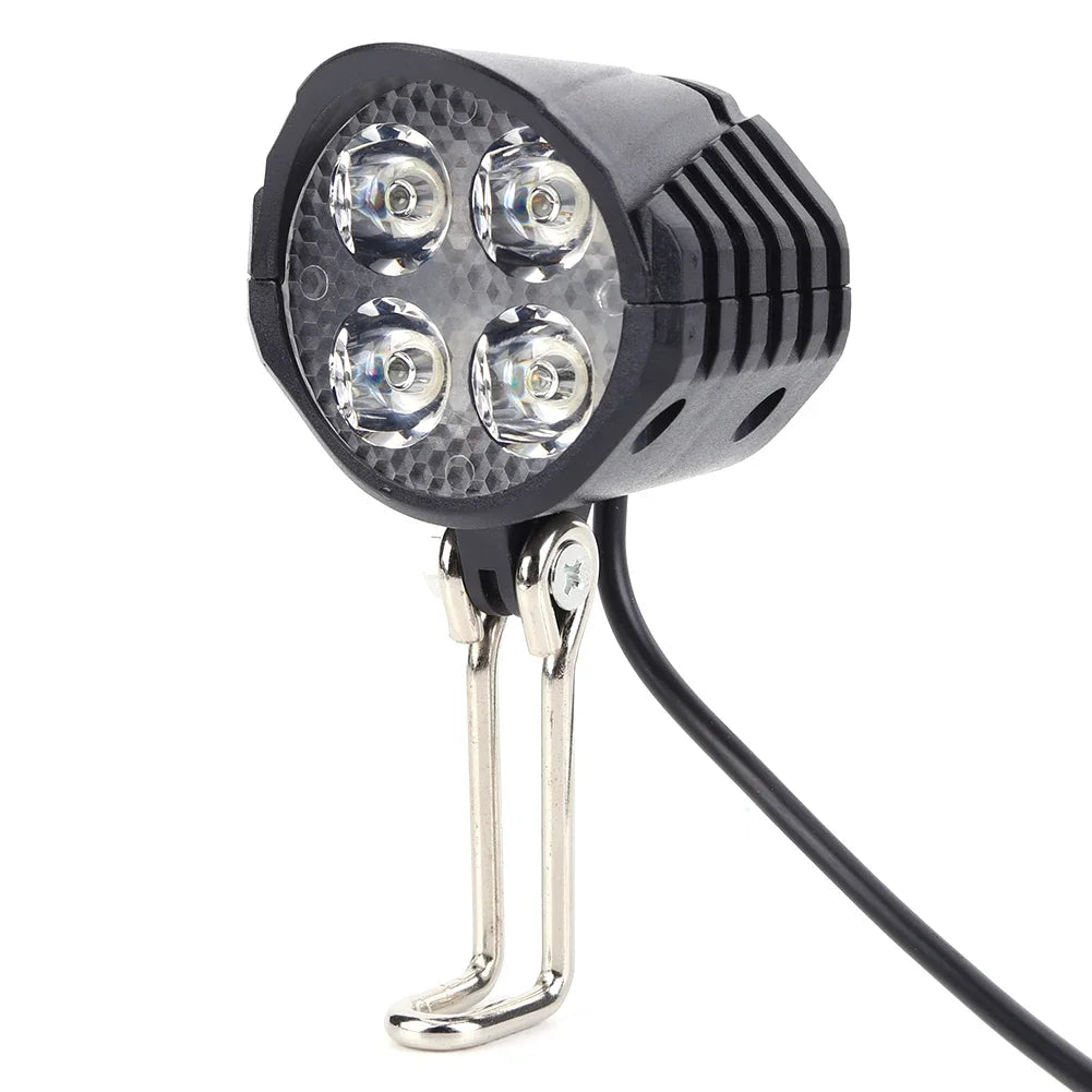 E-Bike Horn Light Electric 36V 48V 60V Bicycle 4 LED Headlight 12W 18W Waterproof 2 in 1 Horn and Light Switch Bicycle Flashligh Zpaxo Black