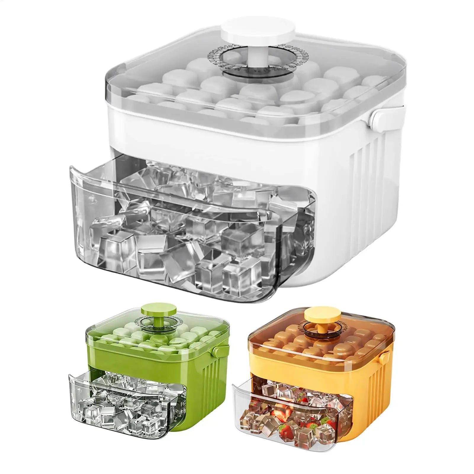 Double Layer Ice Cube Tray with Lid & Bin – 50 Cavity Ice Cube Tray Zpaxo