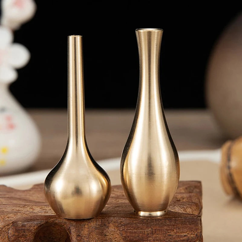 Nordic Mini Pure Copper Vase Plated Golden Flower Home Decoration