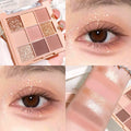 9-color eyeshadow palette - milk tea nude and gold tones, matte and shimmer finish, everyday glamour portable cosmetics Zpaxo H2510