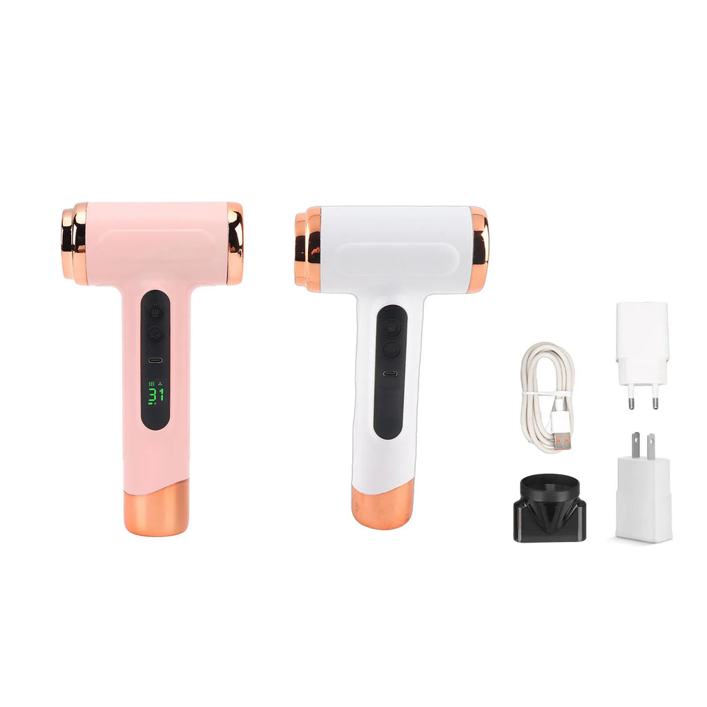 Travel Hair Dryer Cordless Rechargeable 15600mAh 200W Hair Dryer Portable Travel Lightweight Hot Cold Blow for Dormitory Travel Zpaxo