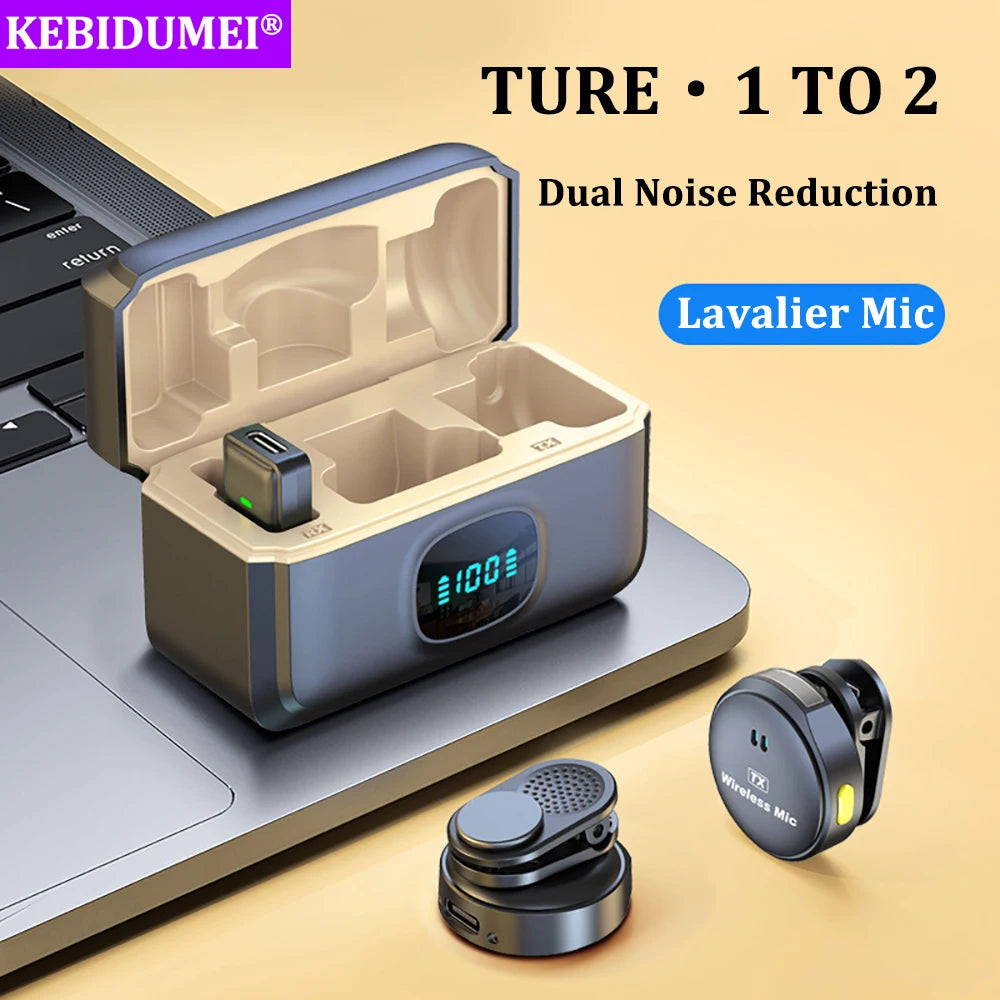 Lavalier Microphone 2 4GHz Wireless Magnetic Suction Charging Case
