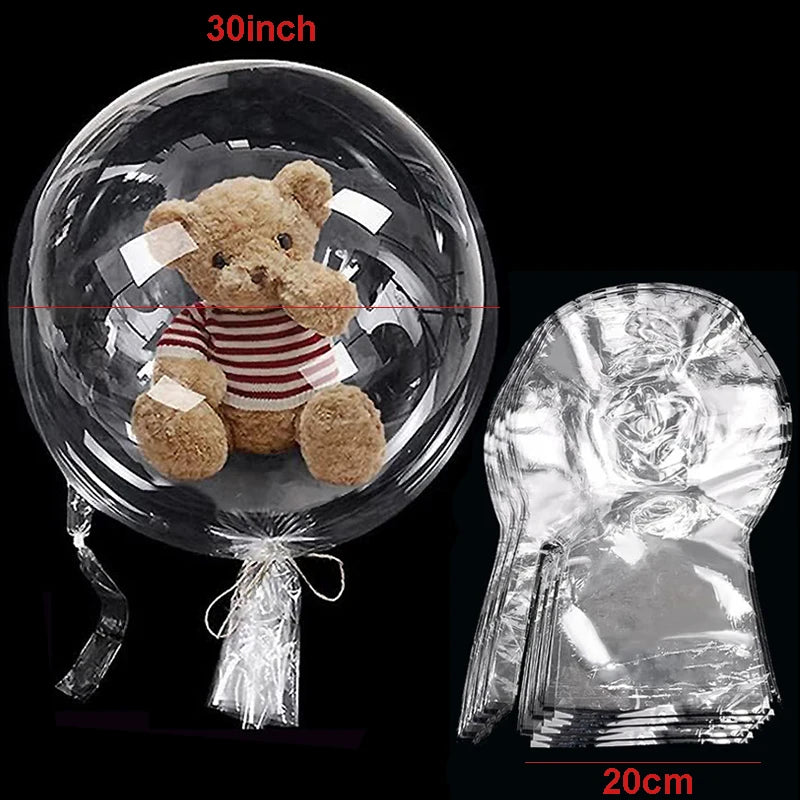 5- Wide Neck Bobo Balloon No Stretch Transparent Bubble Balloons Rose