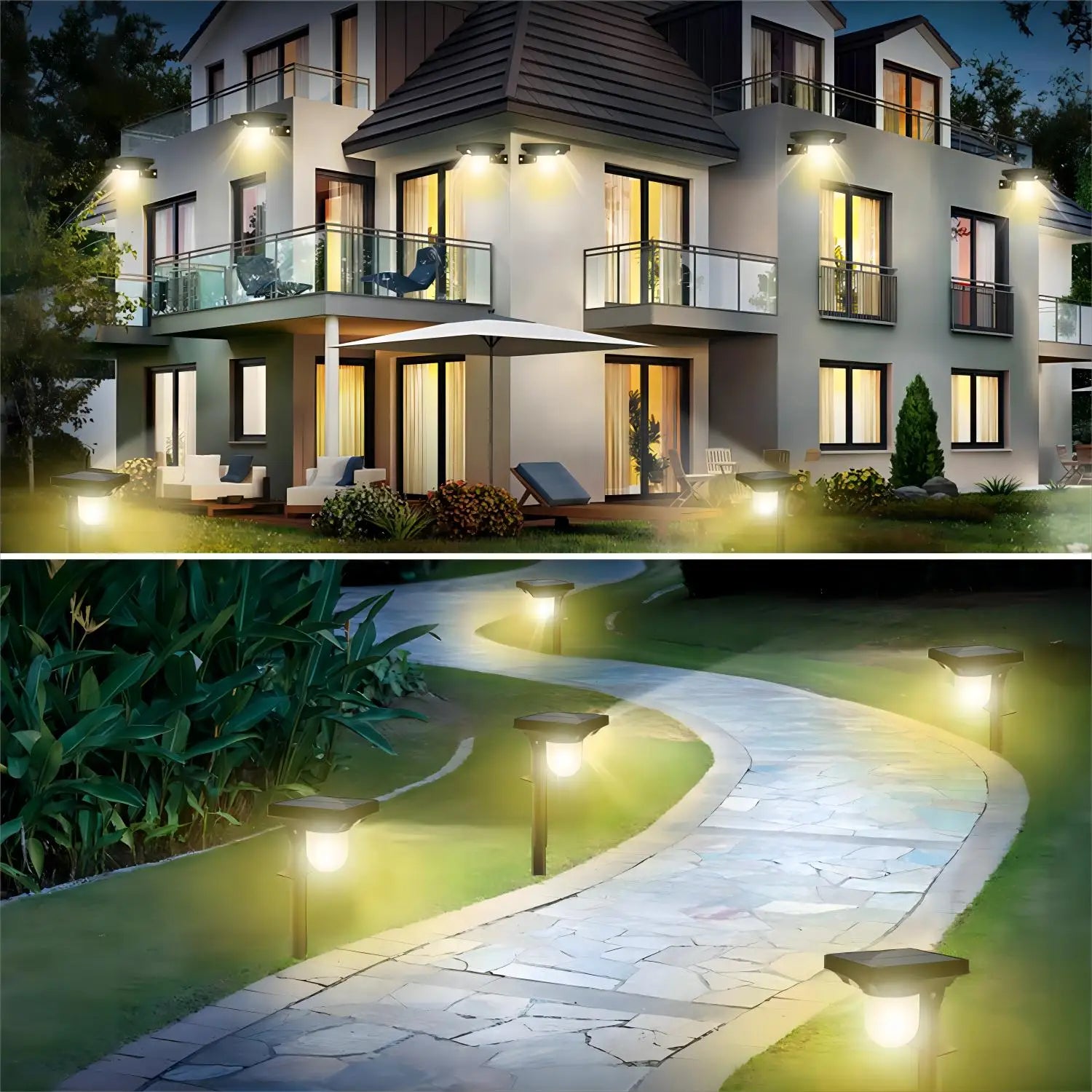 4PCS Solar Landscape Spotlights Garden Outdoor Motion Sensor Waterproof Pathway Light Wall Lamp Patio Lawn Walkway Decor Zpaxo