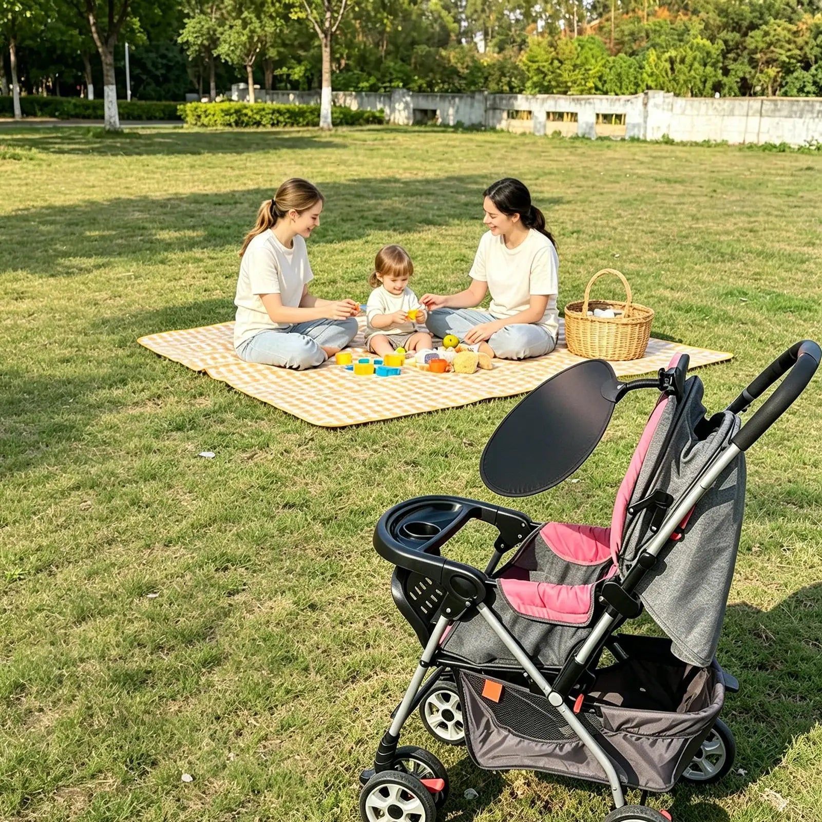 Stroller Shade Upf50 UV Protection Portable Round Car Seat Canopy Zpaxo