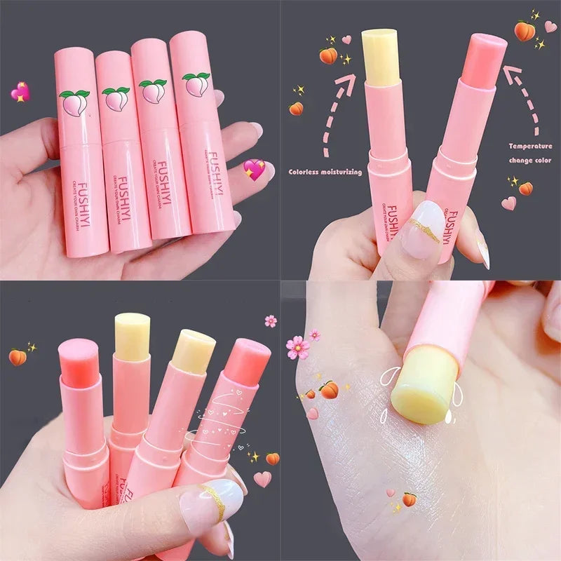 Colorless Vitality Color Lip Balm Change Lipstick Peach Girl Moisturizing Long Lasting Lip Gloss Makeup Care Repair Lip Mask Zpaxo