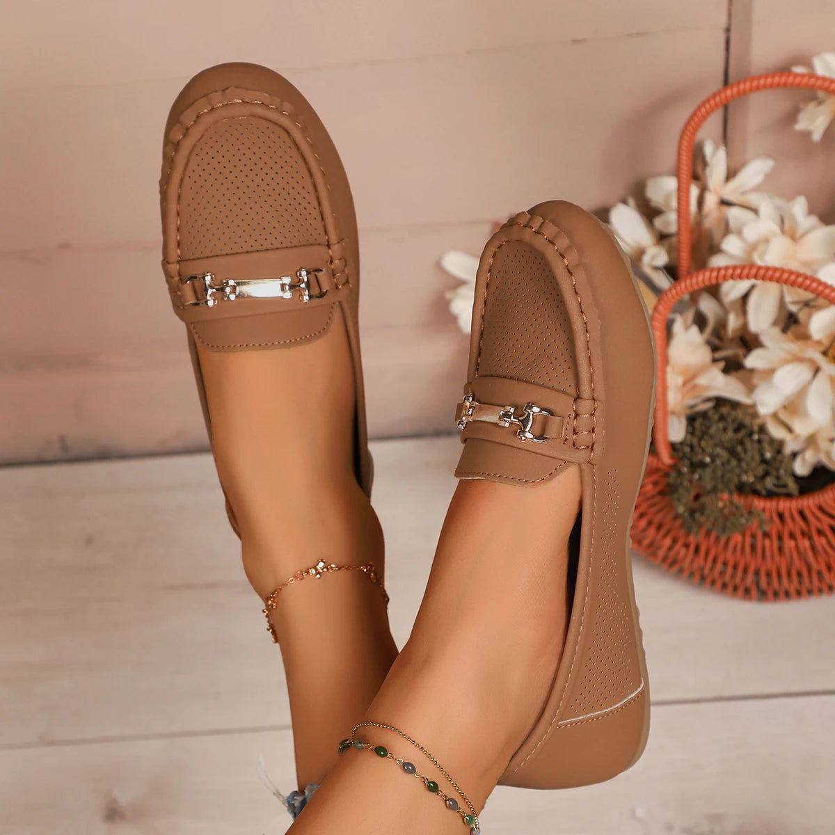 Spring Autumn Women Sneakers Casual Slip on Mary Jane Shoes Comfortable Sneakers Women Round Toe Solid Soft Sole Flat Loafers Zpaxo Brown 36