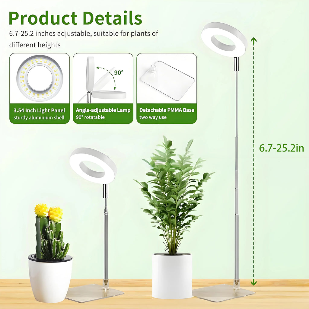 LED Grow Lamp Full Spectrum Fill Light for Indoor Plants with Adjustable Height, 3/9/12H Timer, 10-Level Dimming for Garden Zpaxo