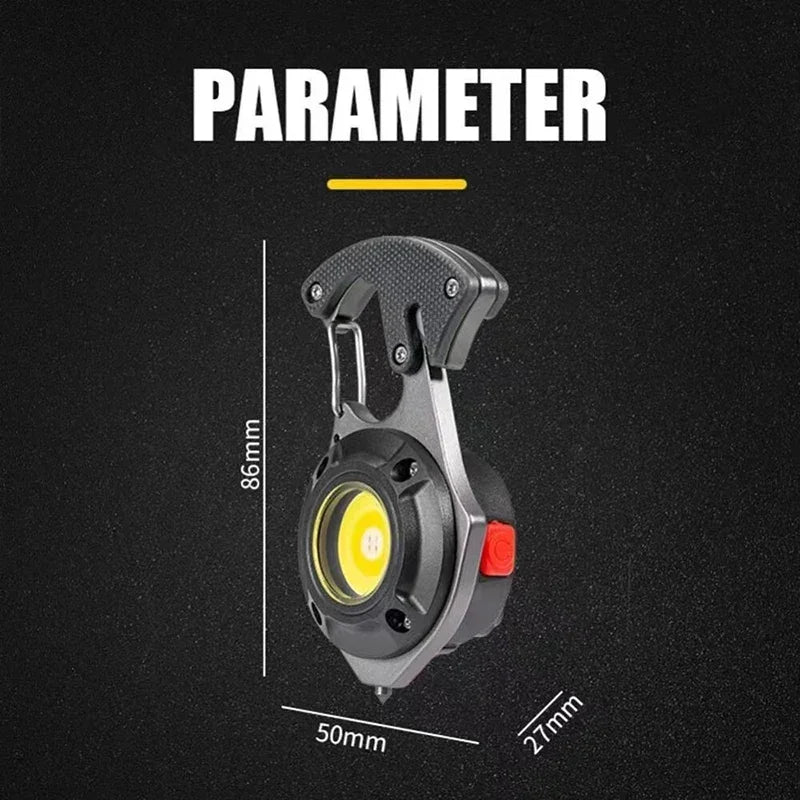 Mini COB Keychain Flashlight 7 Modes + Emergency Tool Set Keychain Flashlight Zpaxo