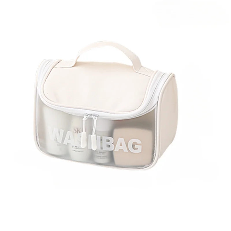 Transparent Toiletry Travel Bag Carry Airport Compliance PU Leather