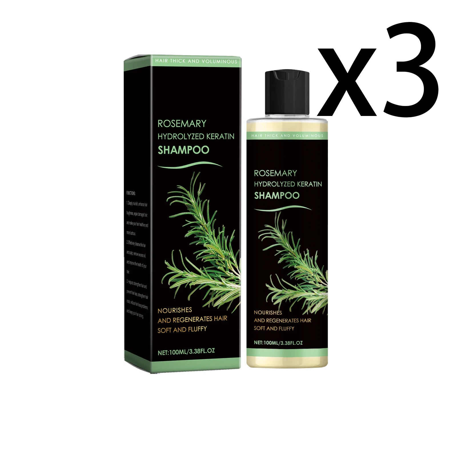 Rosemary Dense Hair Shampoo – Nourishing, Oil-Control & Anti Hair Loss Hair Care Shampoo Zpaxo 3x100ml 1