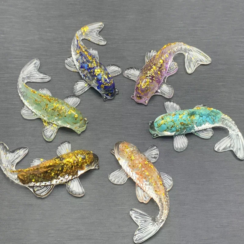 Crystal Stone Gravel Lucky Koi Fish Figurine Resin Mini Quartz Fancy Zpaxo