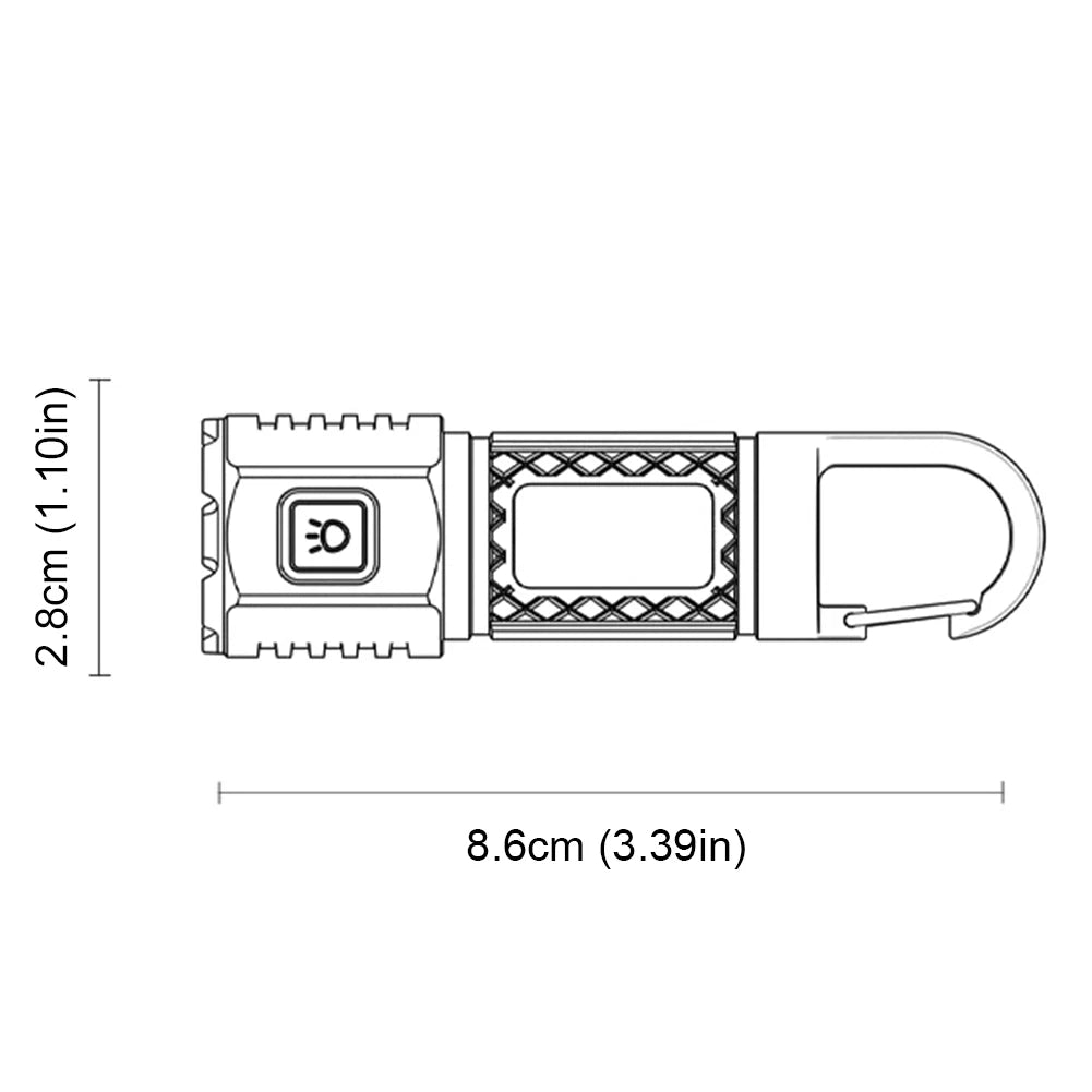 LED COB Bright Flashlight USB Charging Camping Powerful 3 Gears