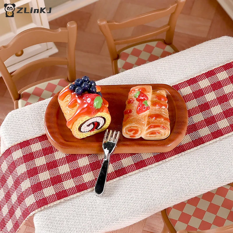 ▶Random 2Pcs/set Dollhouse Mini Cake Dessert Model Dollhouse Mini Kitchen Decoration Dolls House Accessories Pretend Play Toys Zpaxo