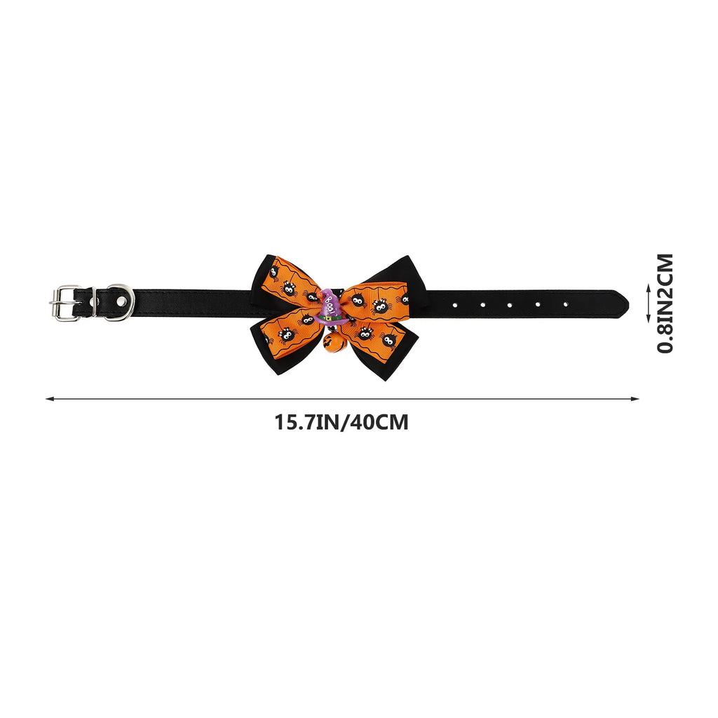 Halloween Pet Collar Adjustable Bow Tie Bell Lightweight Comfortable