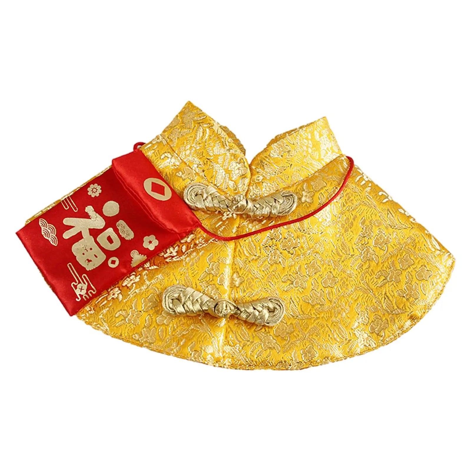 Chinese Cat Year Clothes Cloak Fu Necktie Dress Tang Suit Red Zpaxo yellow S