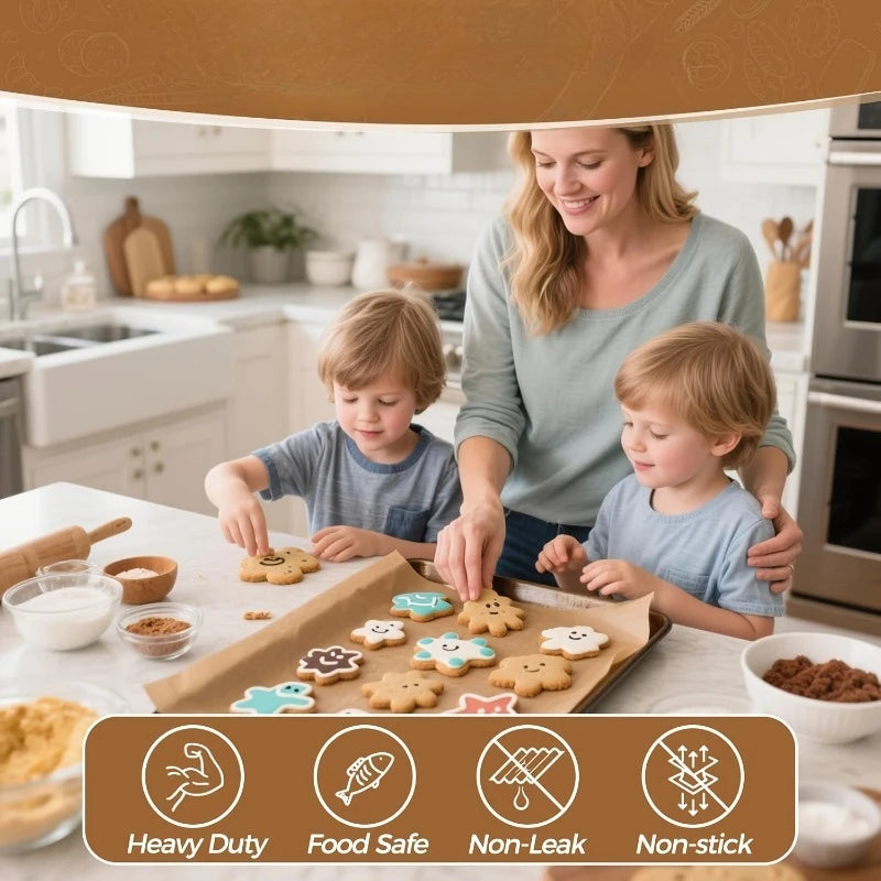50 Pre-cut Parchment Paper Sheets 3 Multi-size Non-stick Baking