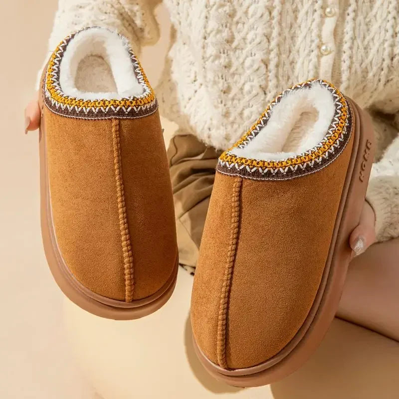 Thick-soled Fluffy Slippers Women's Fashionable Plush Winter Shoes