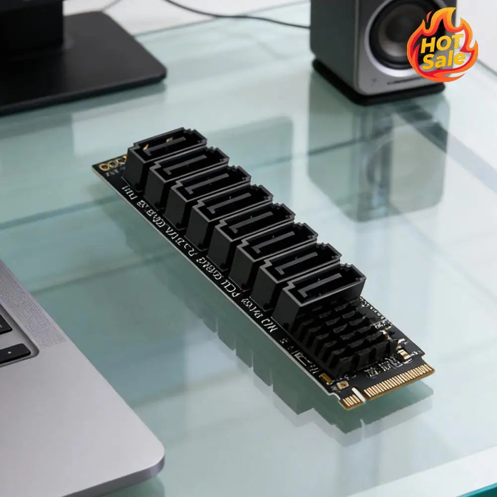 M.2 M KEY NVMe To SATA Convert Card ASM1166 6Gbps 8 Port M.2 NVMe To SATA 3.0 Expansion Card Tools Included for Desktop PC Zpaxo