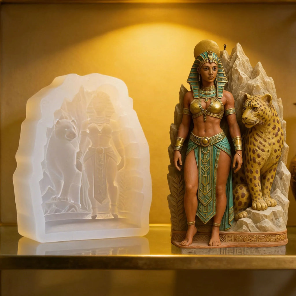 3D Egyptian Queen Leopard Silicone Mold – Candle, Soap & Resin