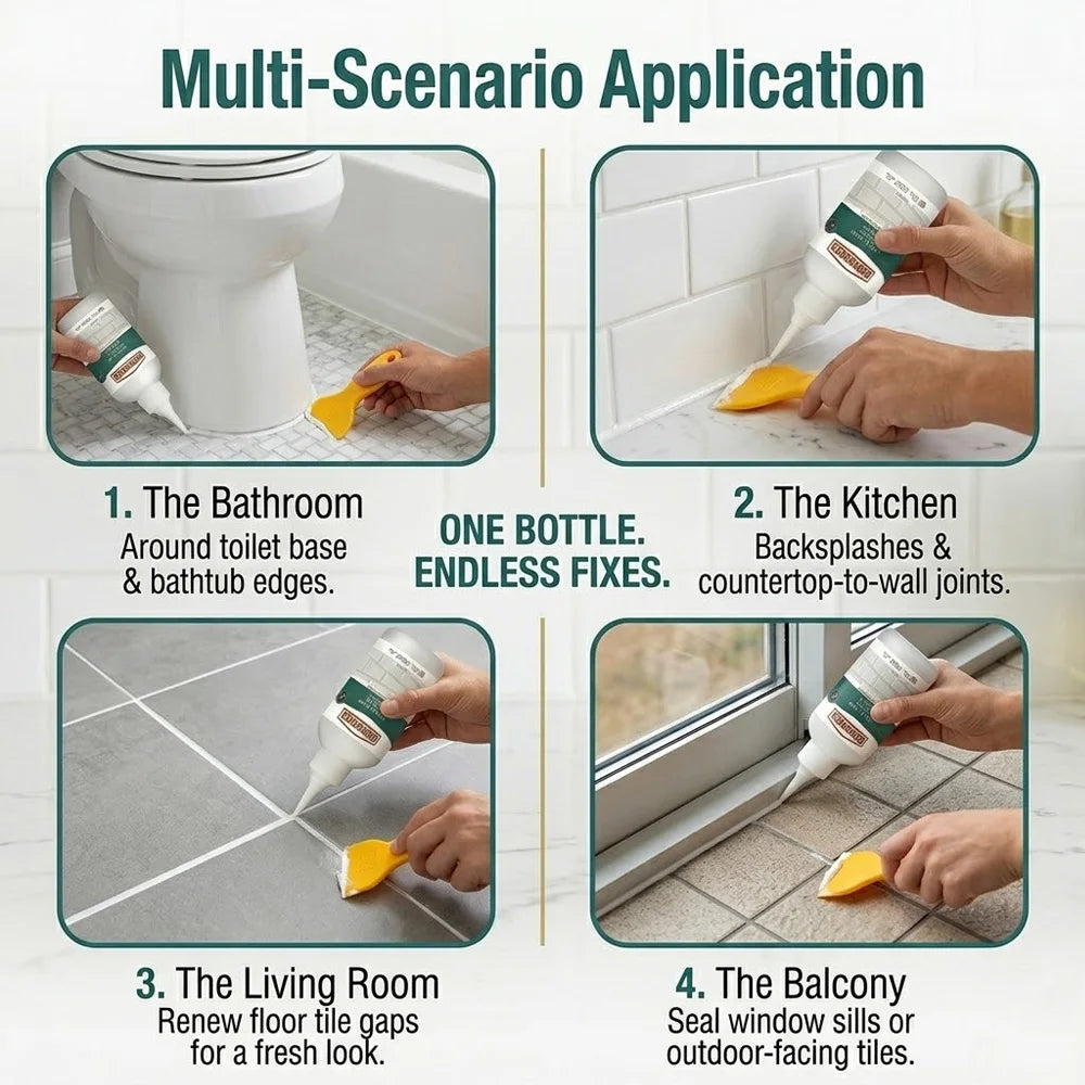 Professional 150ml Tile Grout Repair Kit Waterproof Pre-mixed Sealer for Kitchen Bathroom Wall Floor Gap Filler Agent with Tool Zpaxo