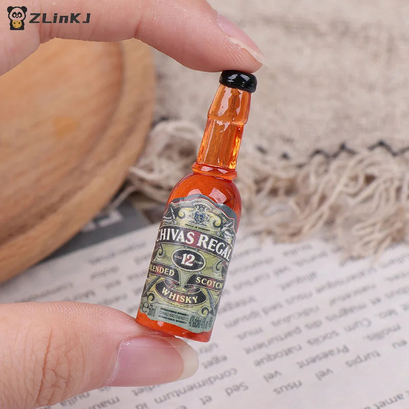 ▶5Pcs 1:12 Dollhouse Miniature Drinks Bottles Model Dolls Kitchen Accessories Zpaxo