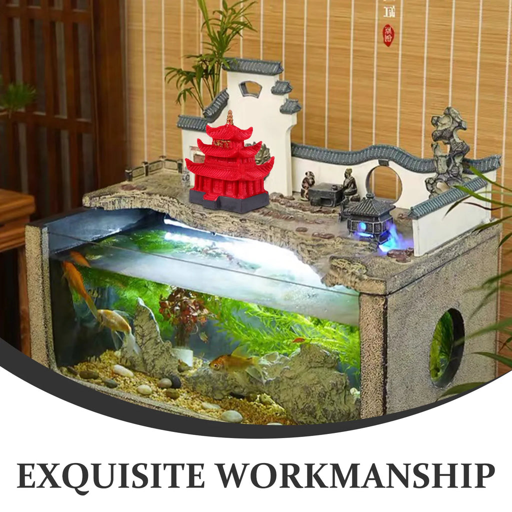 Fish Tank Resin Pagoda Tower Decoration Aquarium Hideout House Small