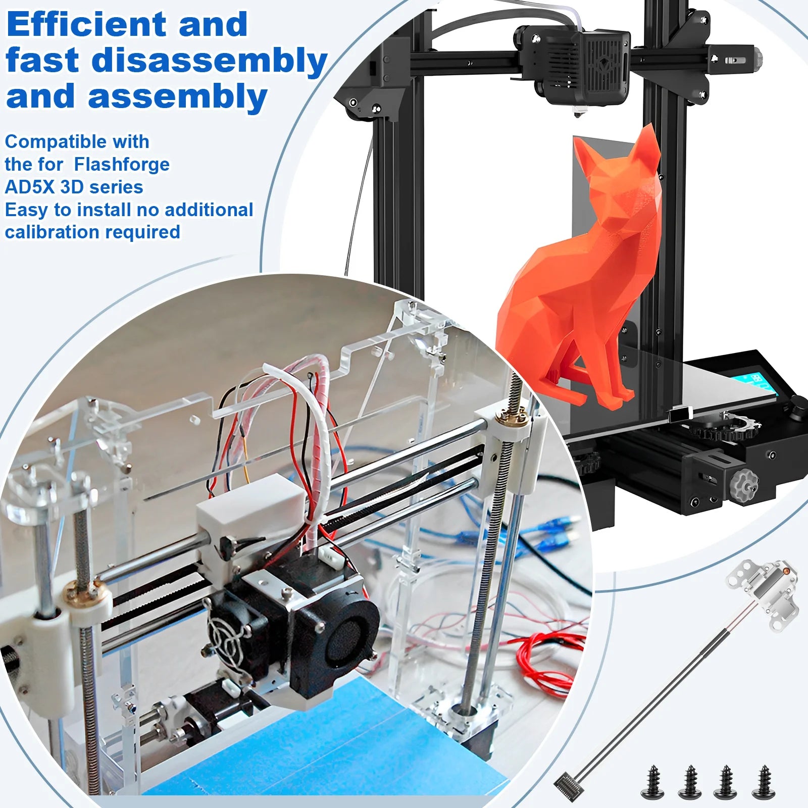3D Printer Hotend Kit for AD5X Heating Assembly Snap Fit Quick Change 380 Celsius Heat Resistant Replacement Parts with Screws Zpaxo