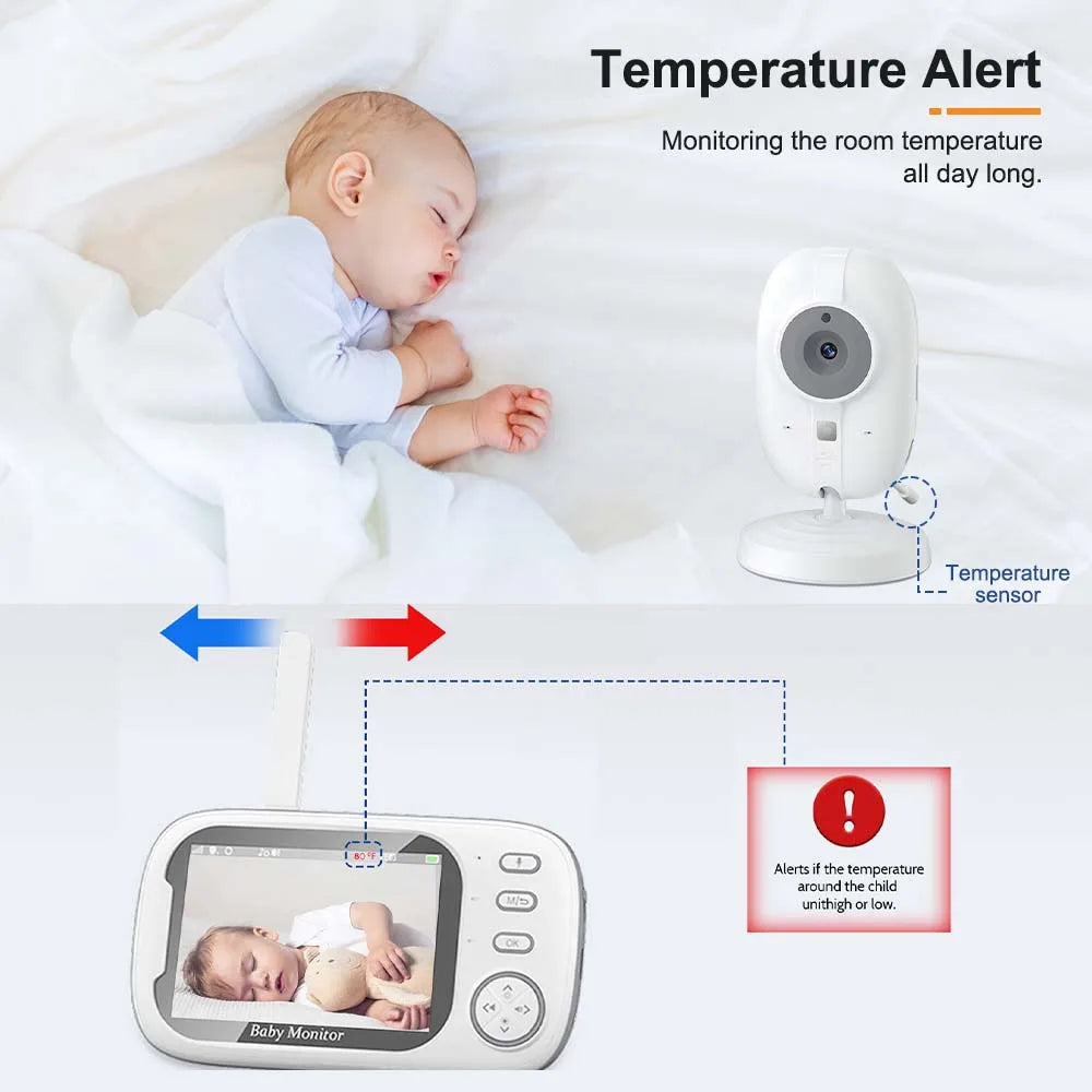 3 5'' Video Baby Monitor Mother Kids Two-way Audio Night Vision Zpaxo