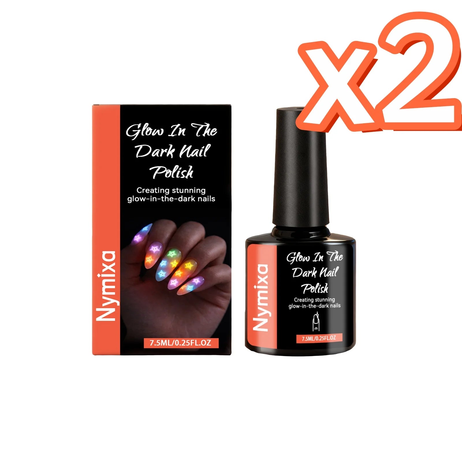 Glow in the Dark Fluorescent Nail Polish Set – 5 Neon Colors Gel Nail Polish Set Zpaxo Bright Orange x 2