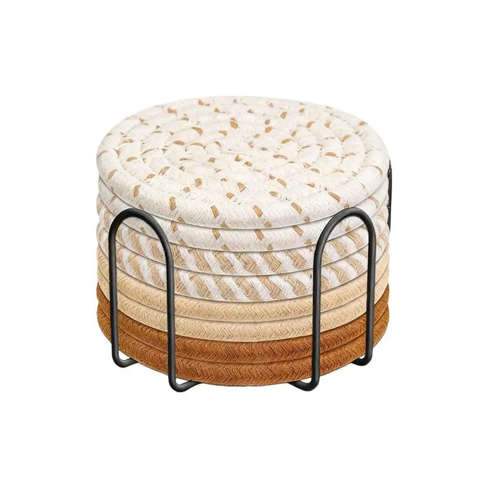 Coasters Drinks 8 Absorbent Cup Mat Holder Heat-resistant Cotton Rope
