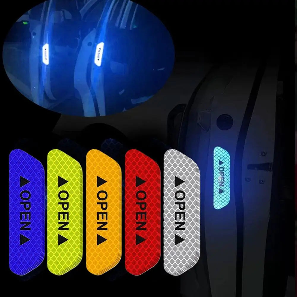 4-Pack Night Reflective Car Door Safety Warning Stickers Car Safety Sticker Zpaxo