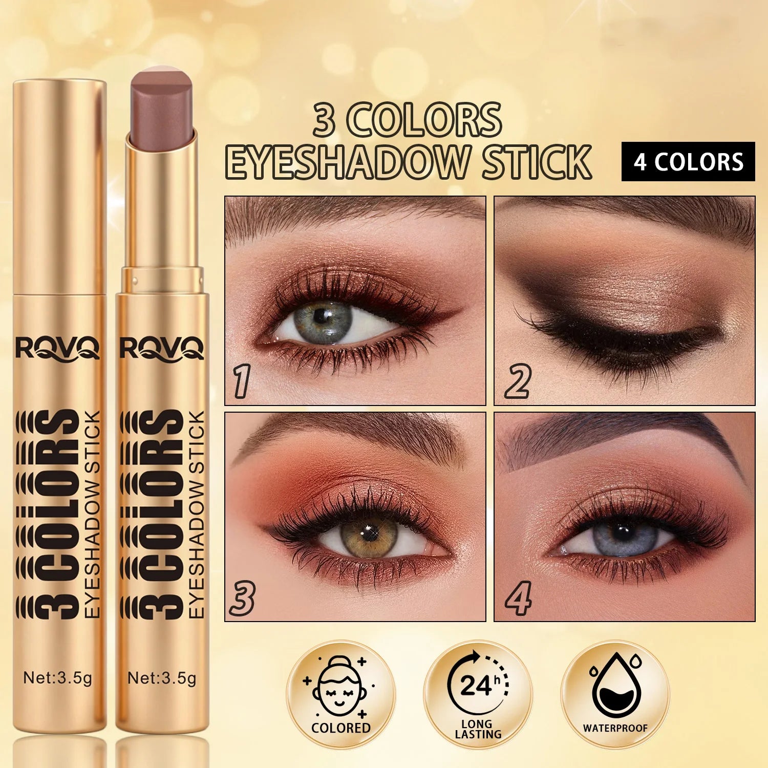 3-Color Eye Shadow Stick Waterproof Durable Easy Apply Natural Makeup